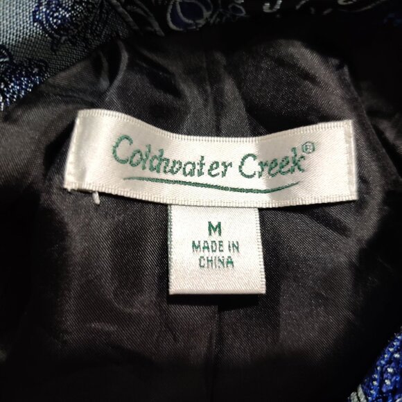 Coldwater Creek M womens vintage patchwork paisley triangle jacket blue silver - Picture 4 of 16